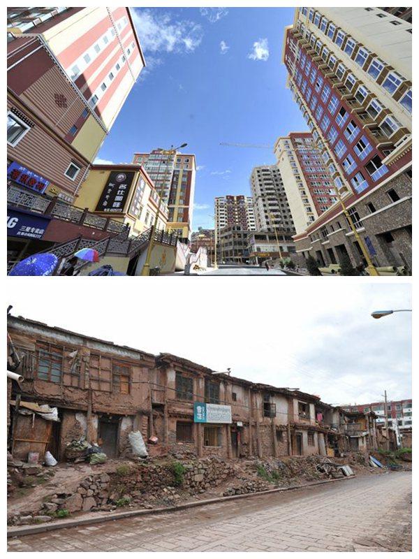 昌都市臥龍街的新舊變化。（昌都市委宣傳部提供）