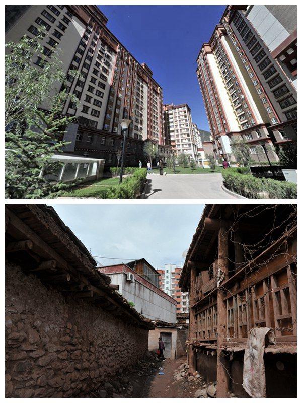 昌都市安康花園的新舊對比。（昌都市委宣傳部提供）