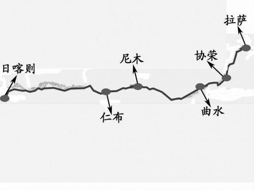 拉日鐵路中途設(shè)置的協(xié)榮、曲水、尼木、仁布站位置分布示意圖。記者田俊制圖