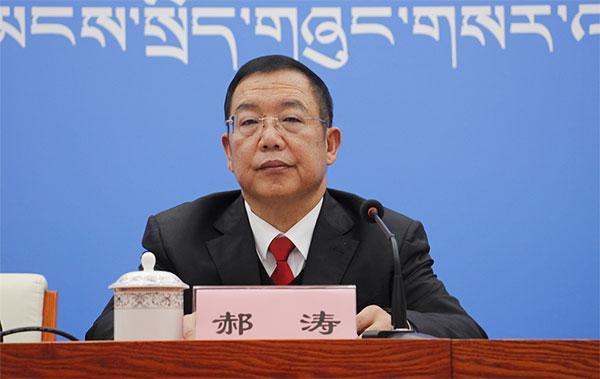 圖為發(fā)言人：自治區(qū)黨委政法委副書記、秘書長、自治區(qū)國安辦常務(wù)副主任、區(qū)教整辦副主任 郝濤.jpg